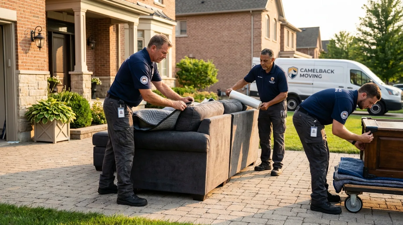 Large estate moving crew wrapping furniture in North Salt Lake, UT