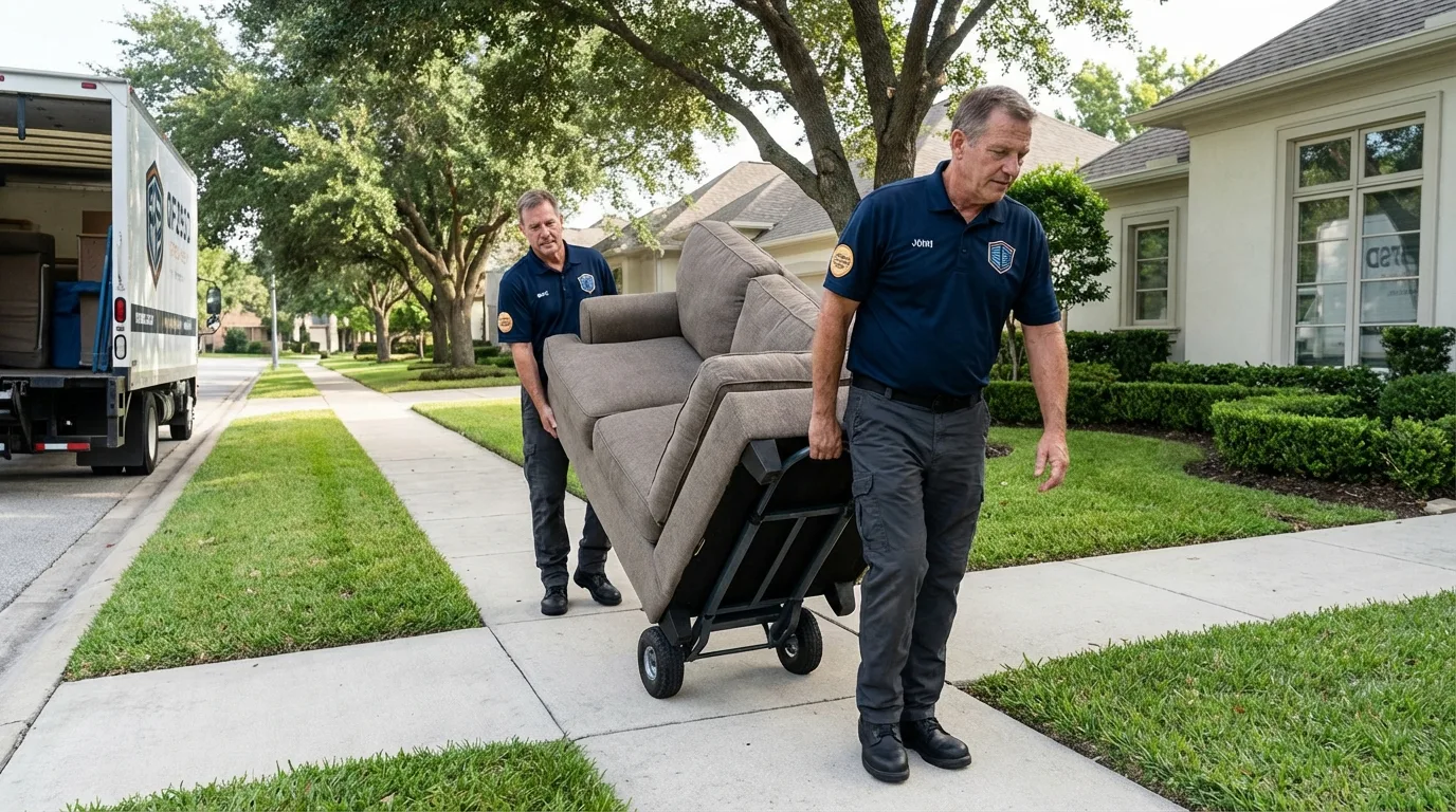 Local residential moving crew loading furniture in North Salt Lake, UT