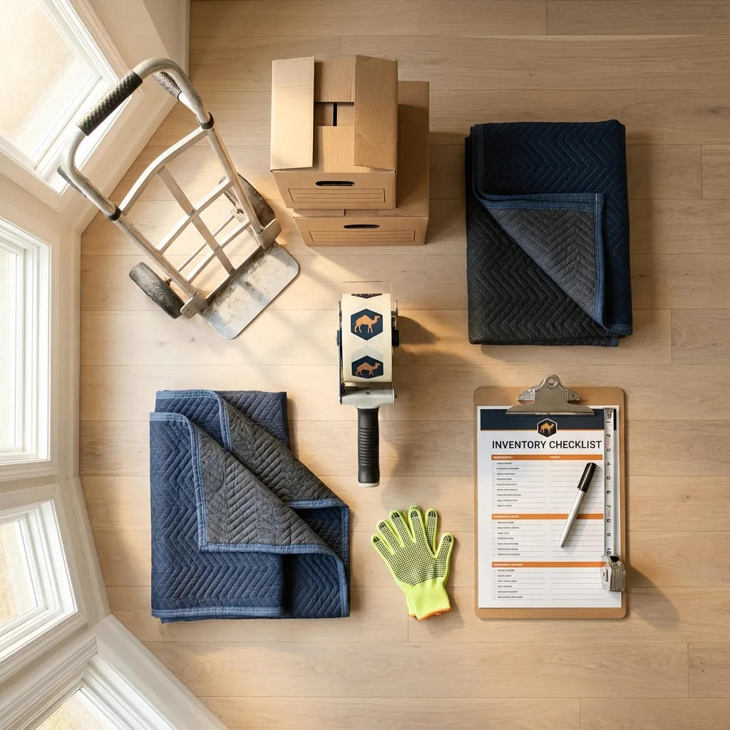 Professional moving supplies and packing materials layout for North Salt Lake residential relocations